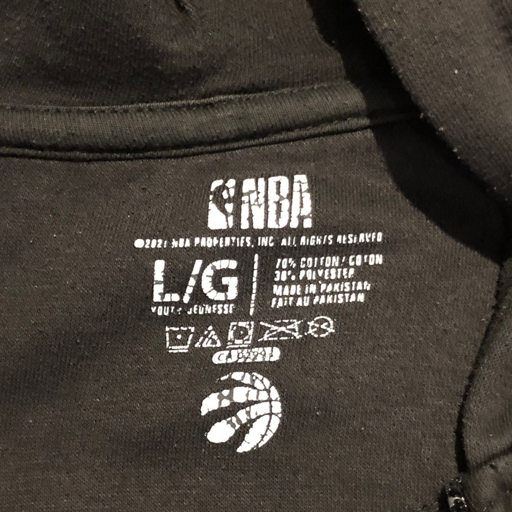 NBA Raptors Kids Black Hoodie with Red Accents - Picture 2 of 6